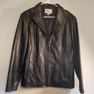 Snazzy Worthington Black Genuine Lambskin Jacket ~ XL ~ Very Stylish!